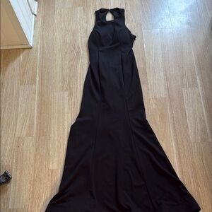 Sequin Hearts Black Crisscross Backless Bodycon  Long Dress  Size 7